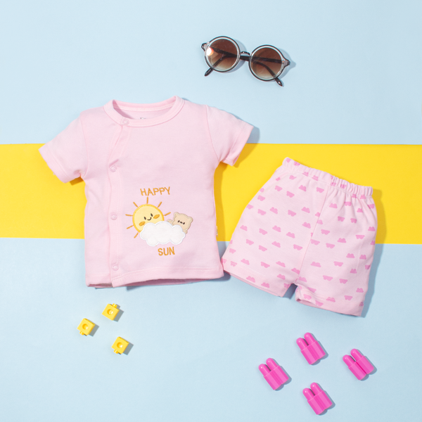 Baby girl 2 Piece Set Pink Happy Sun
