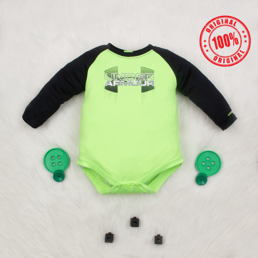 UArmour Baby Boy Full Sleeves Bodysuit Neon/Black Hipkids.pk