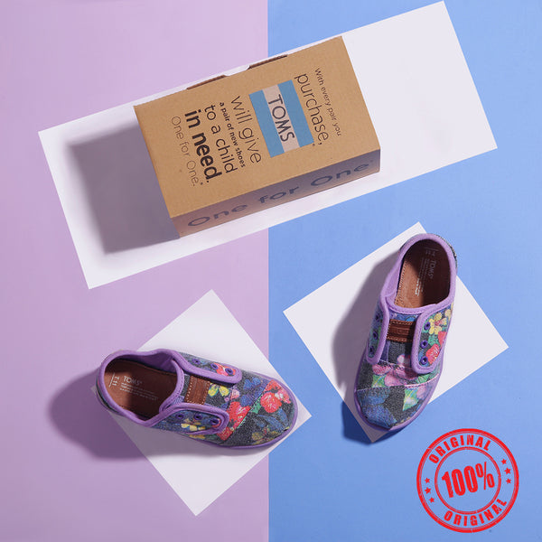 To-ms Lilac Faded Tropical Canvas Cordones - Tiny