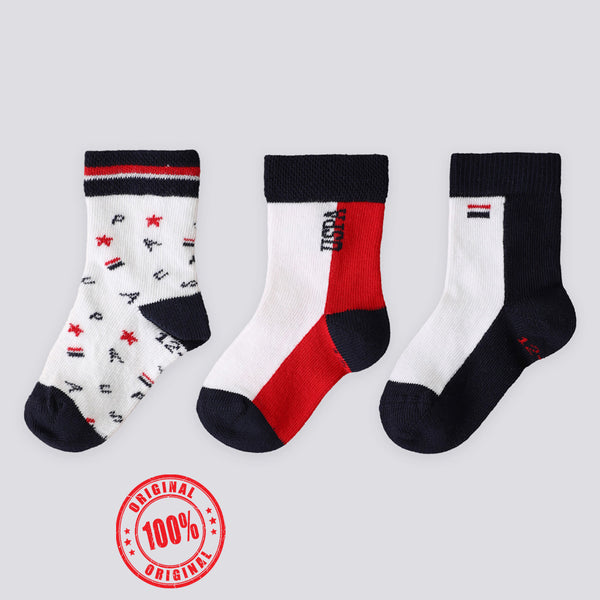 U.S. Polo Assn Baby 3pk Socks Navy/Red uspa Print