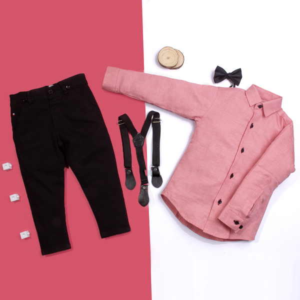 Baby Boy 4 Piece Formal Set Black/Pink