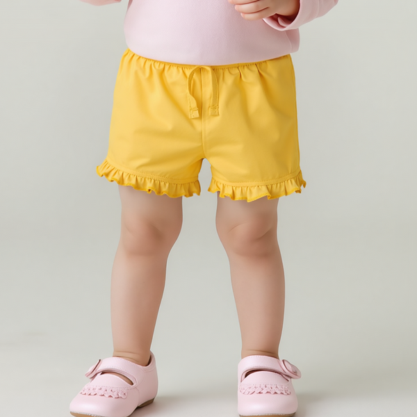 Baby Girl Yellow Frill Jersey Shorts