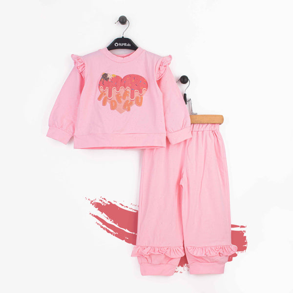Baby Girl 2 piece Set Pink Heart donuts