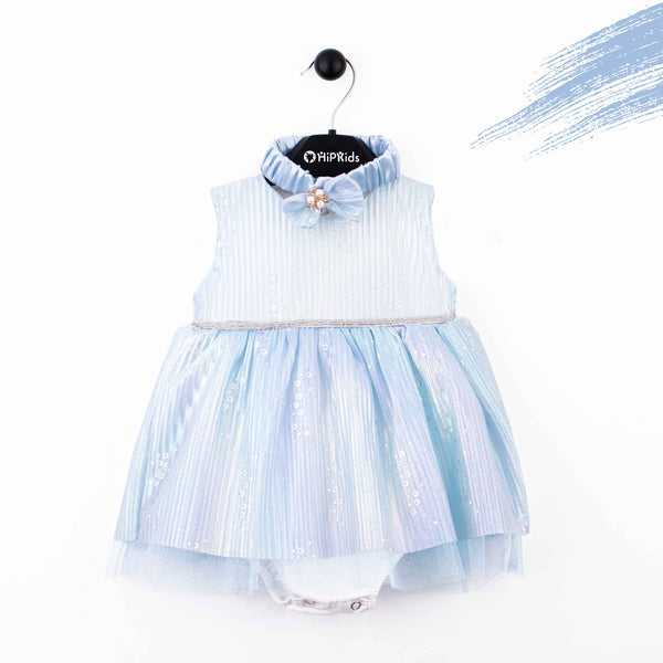 Baby Girl Blue Fancy Toto Frock With Headband