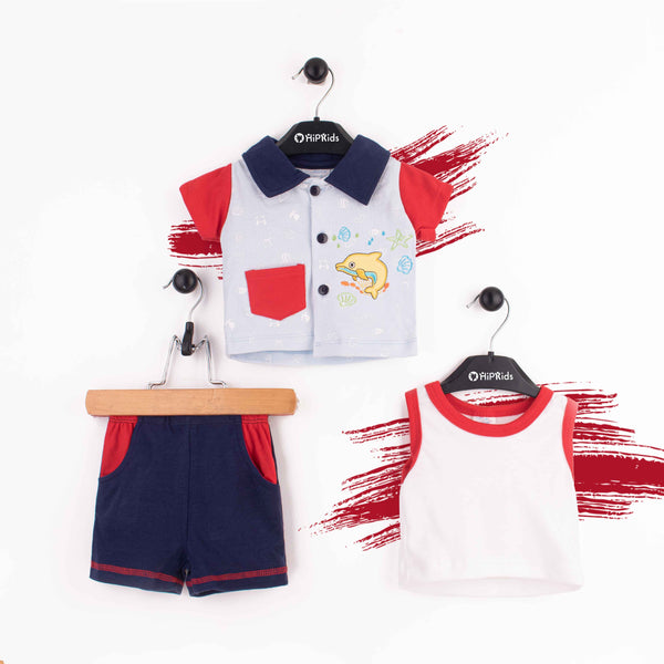 Baby Boy 3 Piece Set Red Fish