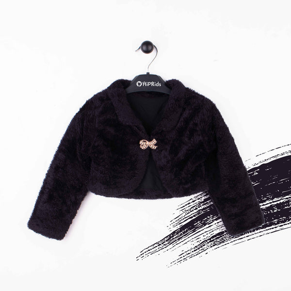 Baby Girl Black Fur Bolero