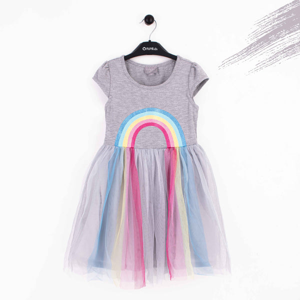 Girl Grey Rainbow Frock