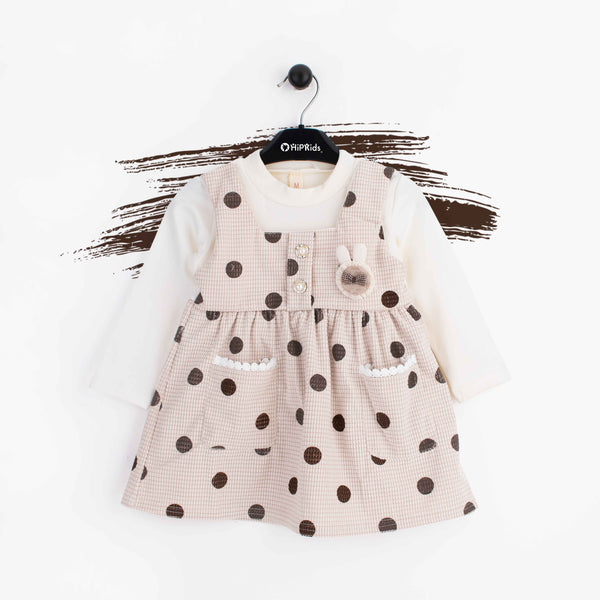 Baby Girl Double Pocket Skin Polka Print Frock