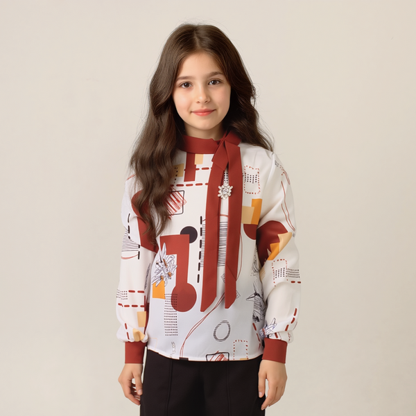 Girl Rust flower Print Top