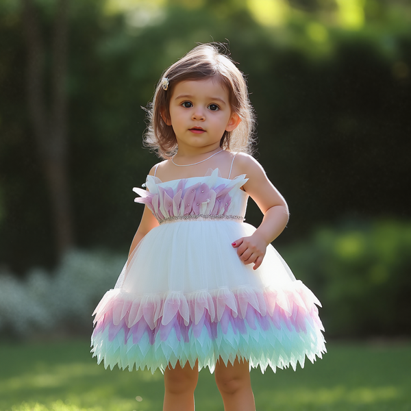Baby Girl Pink White Double Shade Fancy Frock