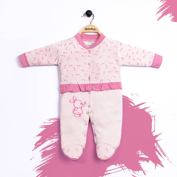 Baby Girl Fancy Full Romper Pink Rabbit