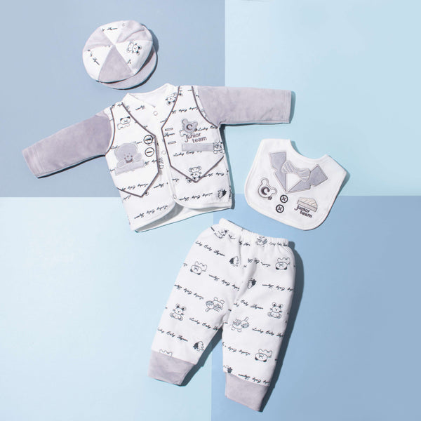 Baby Boy 4 Piece Starter Set Grey Junior Team