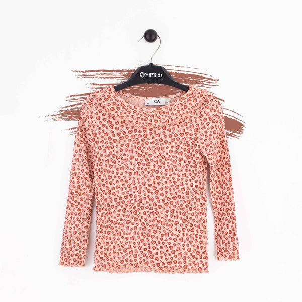 C.A Baby Girl Full sleeves T-Shirt Leopard heart Print