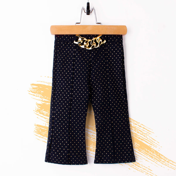 Baby Girl Fancy Clip Black Golden polka Dots Flapper