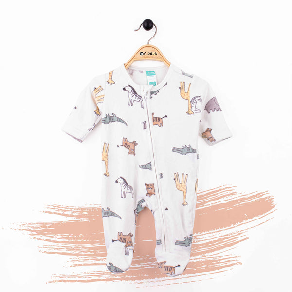 Baby Boy Fleece Romper Animals print