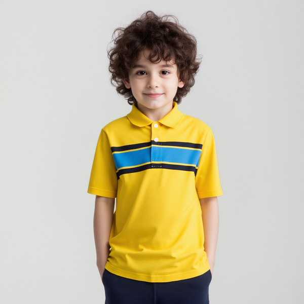 Geo-rge Boys Polo T-Shirt Yellow Stripe Print