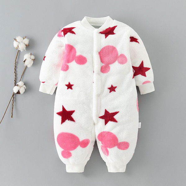 Baby Girl Fleece Full romper Minnie and stars Print