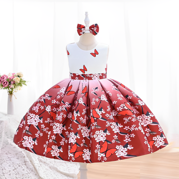 Girl Butterfly Digital printed party dress