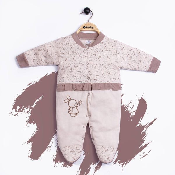 Baby Girl Fancy Full Romper Brown Rabbit