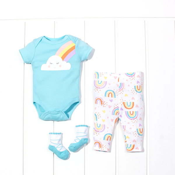 Pat Kids 3 Piece Set Cloud Rainbow Print