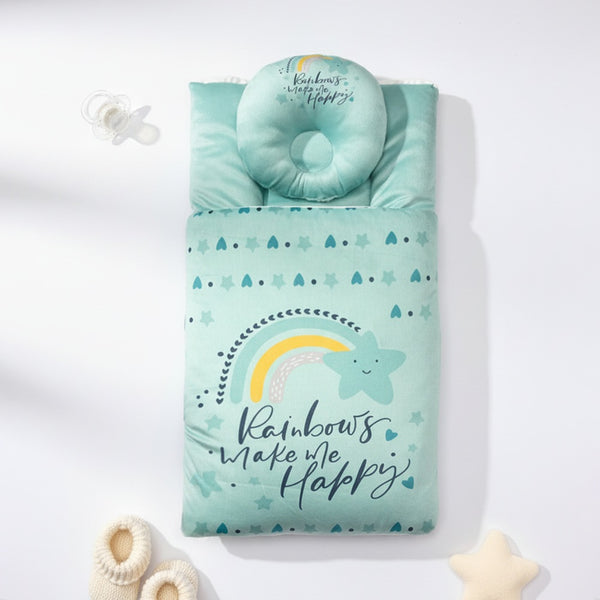 Baby Unisex 2 Piece Set Sea Green Rainbows Make me happy