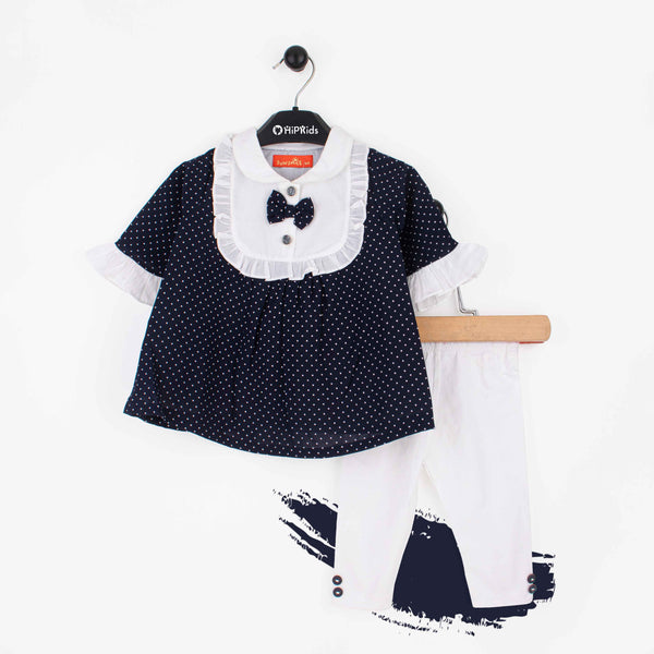 Baby Girl 2 Piece Set Bow Polka dots print