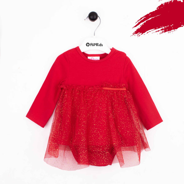 Baby Girl Red Fancy Toto Frock