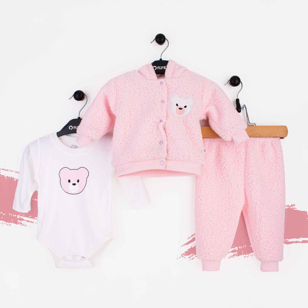Baby Girl 3 Piece Set Pink Bear