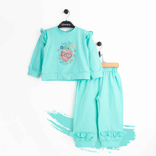 Baby Girl 2 piece Set Sea Green Sunny Day