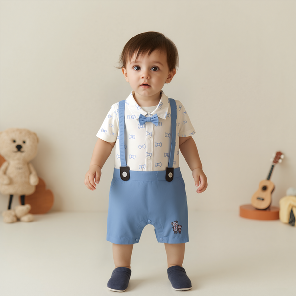 Baby boy Formal Romper Bow print