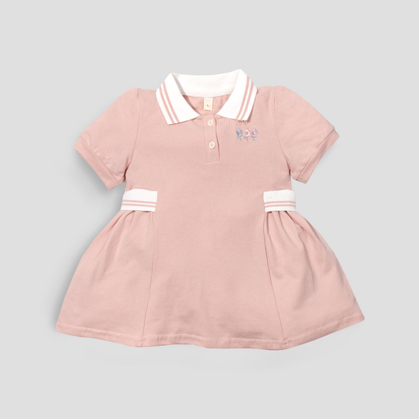 Baby Girl Pink Flowers Embroidered Long Shirt