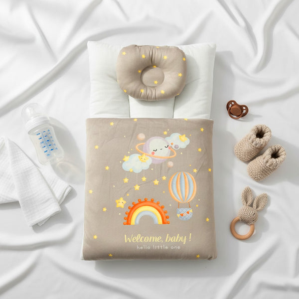 Baby unisex 2 Piece Set Velvet Carrynest Grey Hello Little one