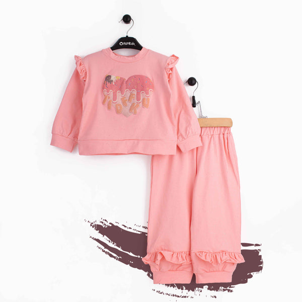 Baby Girl 2 piece Set Peach Heart donuts