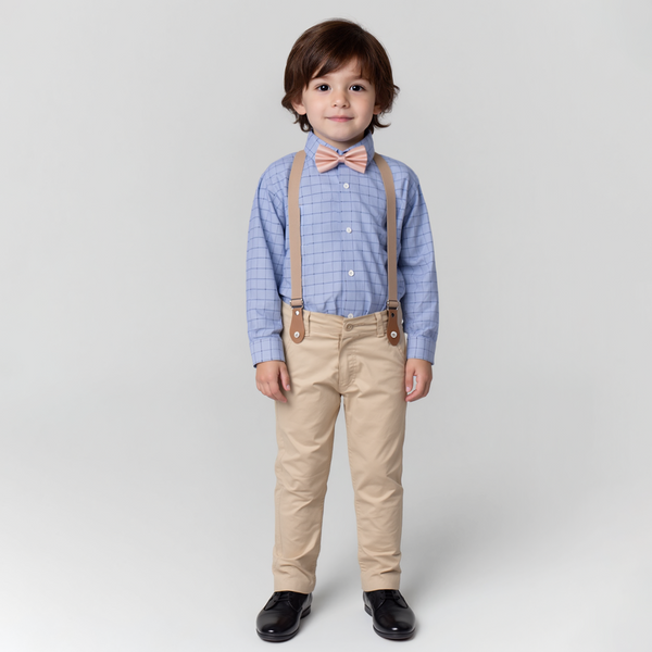 Baby Boy 4 Piece Set Sky Checked / Skin Formal Set