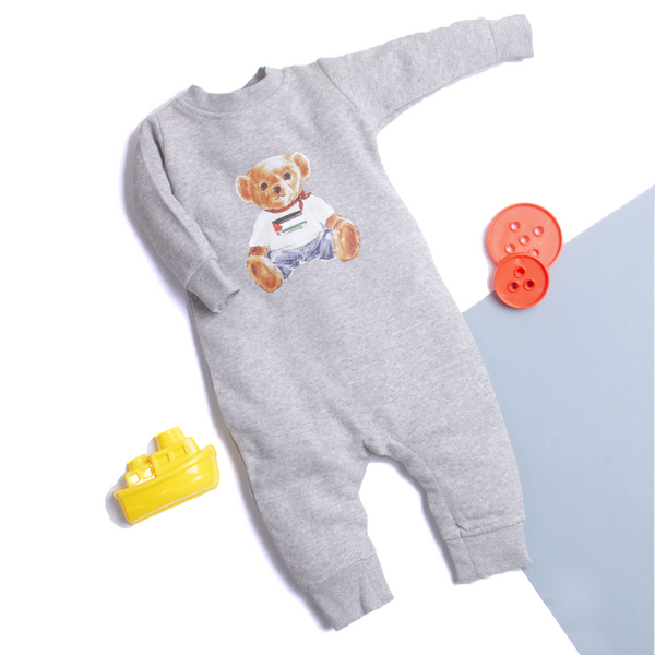 Baby Boy Full Romper Grey Bear Print Print