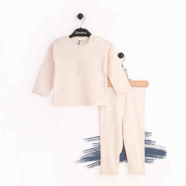 Baby Unisex 2 piece Set Off-White Rib Fabric