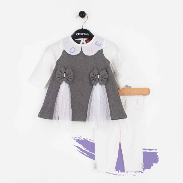 Baby Girl 2 Piece Set Fancy Double Bow Style