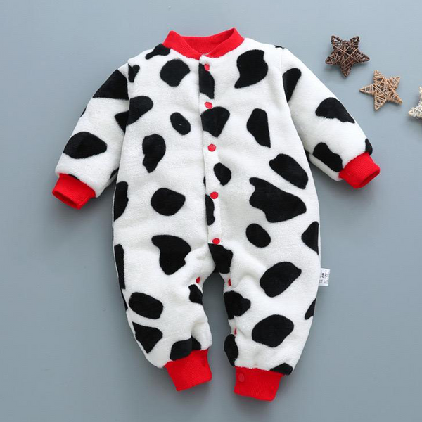 Baby Unisex Fleece Full romper leopard Print