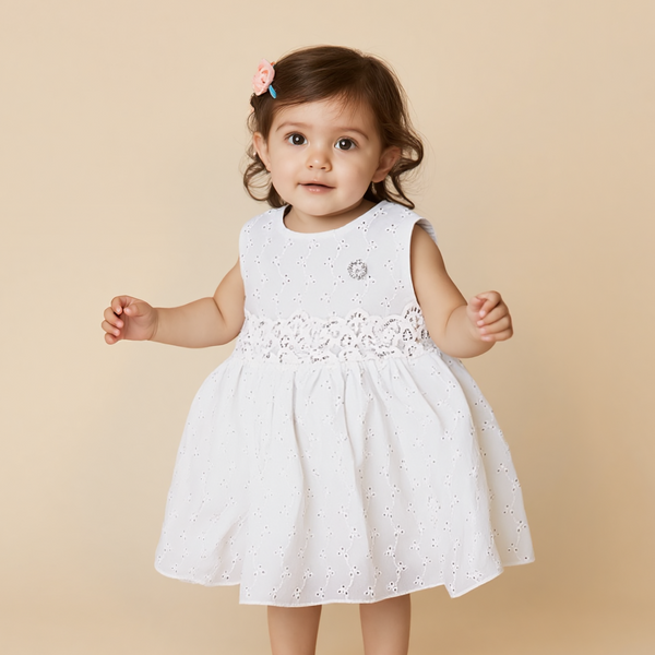 Baby Girl White Chicken Fancy Cotton Frock