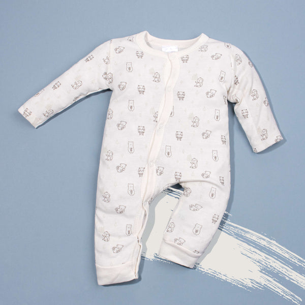 Baby Unisex White Printed Full Romper