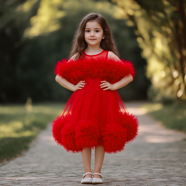 Baby Girl Red Frills Fancy Frock