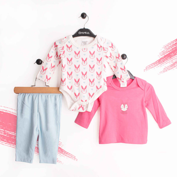 Wonder-Child Baby Girl 3 Piece Suit Pink Animals print