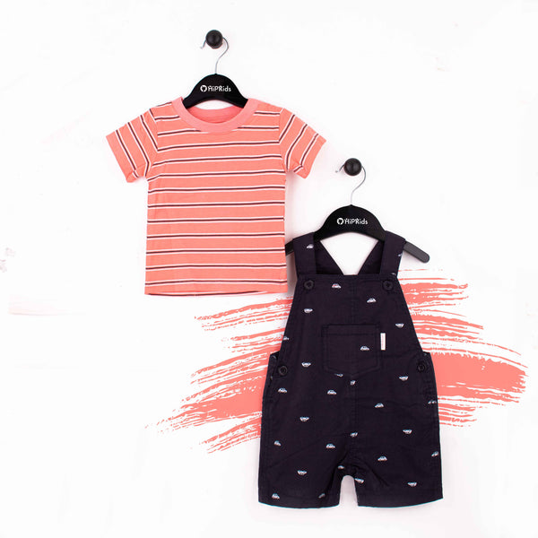 Baby Boy 2 Piece Car Dungaree Set