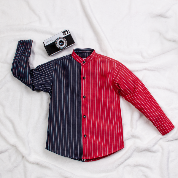 Tomo Wear Baby Boy Shirt Red/Black Stripes Print