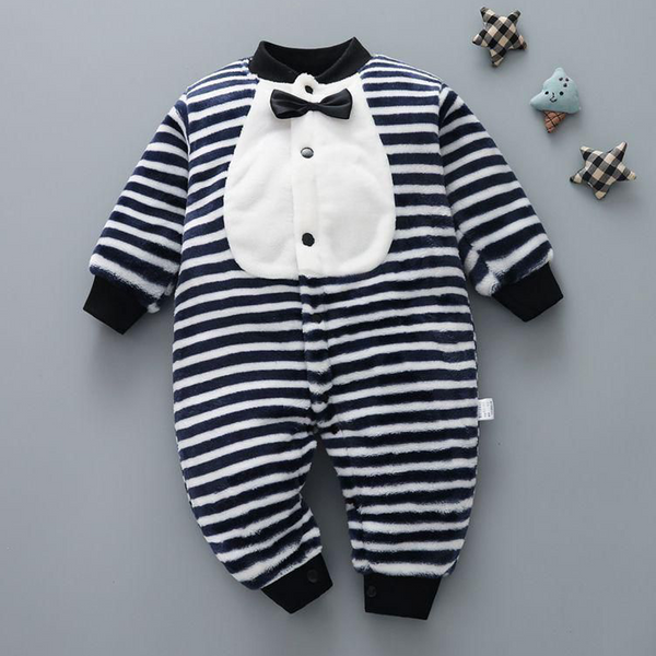 Baby Boy Full romper Formal Bow Print