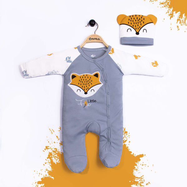 Baby Boy 2 Piece Full Romper Grey Little Fox