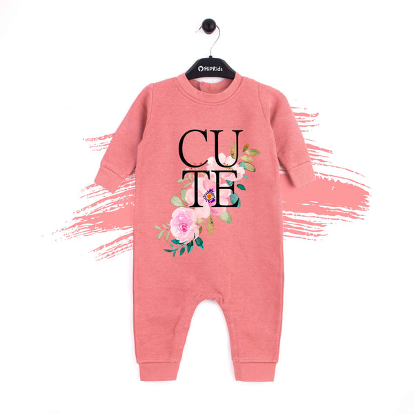 Baby Girl Full Romper Peach Cute Flower