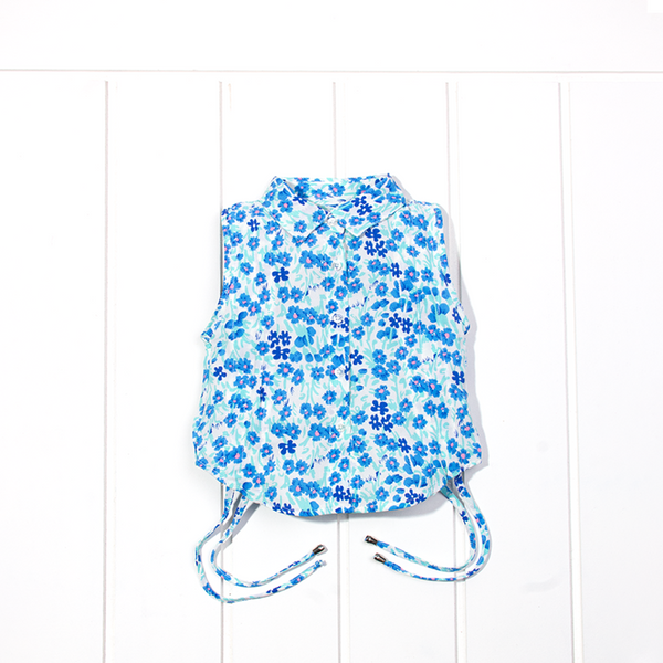 Baby Girl Blue Flower Printed Top