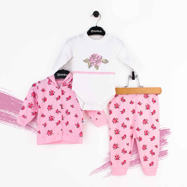 Baby Girl 3 Piece Set Pink Flower Print