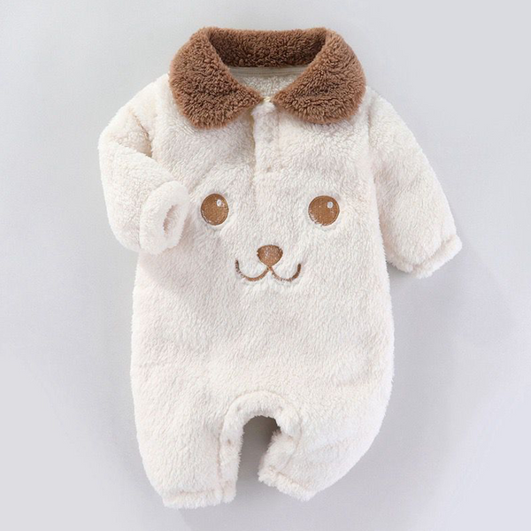 Baby Boy Fleece Full romper White Bear Face